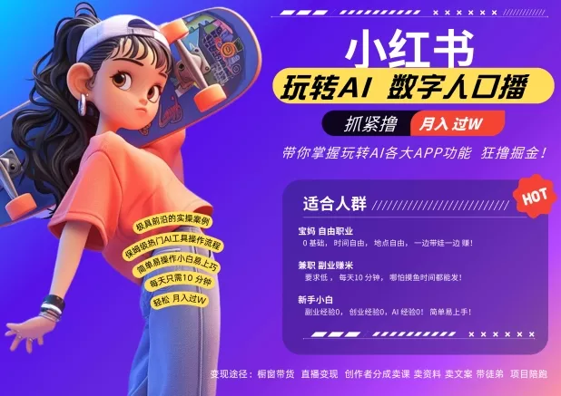 小红书数字人暴力起号，AI改写文案，再也不用费劲录口播，流量火爆月入破W轻松拿捏创业-网创-互联网创业-福缘论坛-冒泡网赚-中赚网-短视频等网络赚钱课程-免费分享网络创业项目-聚合知识付费VIP创业课程网创项目孵化中心