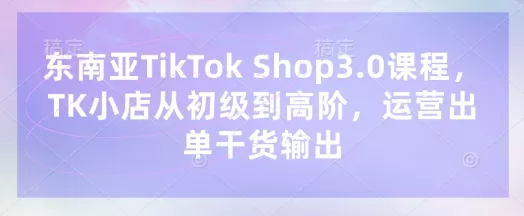 东南亚TikTok Shop3.0课程,TK小店从初级到高阶,运营出单干货输出-网创项目孵化中心 东南亚TikTok Shop3.0课程,TK小店从初级到高阶,运营出单干货输出-网创项目孵化中心