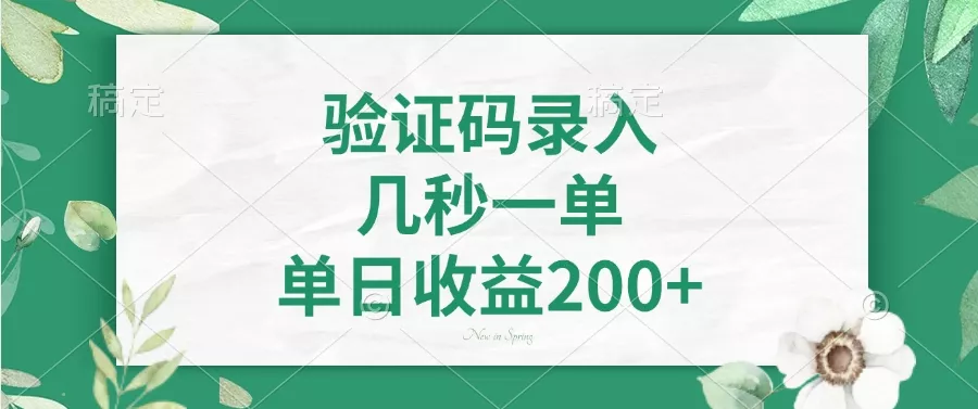 验证码录入，几秒一单，单日收益200+创业-网创-互联网创业-福缘论坛-冒泡网赚-中赚网-短视频等网络赚钱课程-免费分享网络创业项目-聚合知识付费VIP创业课程网创项目孵化中心