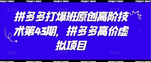 拼多多打爆班原创高阶技术第43期，拼多多高价虚拟项目创业-网创-互联网创业-福缘论坛-冒泡网赚-中赚网-短视频等网络赚钱课程-免费分享网络创业项目-聚合知识付费VIP创业课程网创项目孵化中心