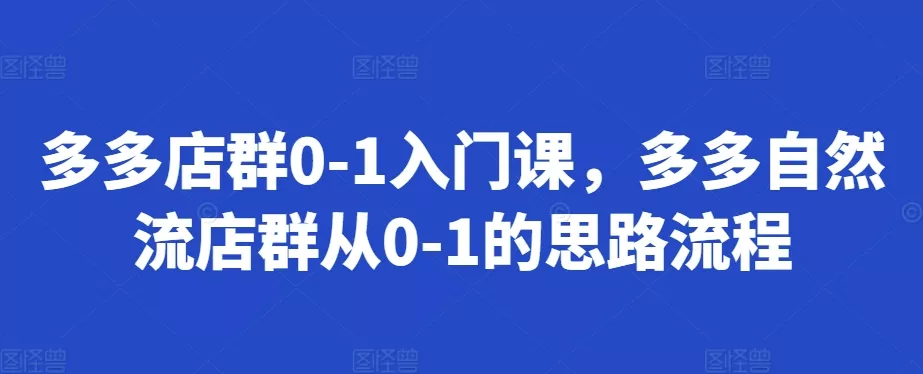 多多店群0-1入门课,多多自然流店群从0-1的思路流程-网创项目孵化中心 多多店群0-1入门课,多多自然流店群从0-1的思路流程-网创项目孵化中心