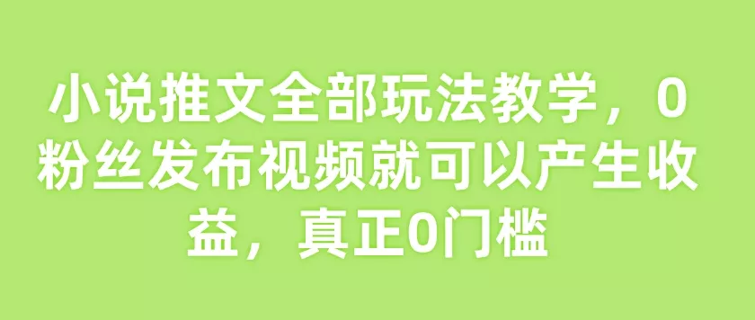小说推文全部玩法教学,0粉丝发布视频就可以产生收益,真正0门槛-网创项目孵化中心 小说推文全部玩法教学,0粉丝发布视频就可以产生收益,真正0门槛-网创项目孵化中心