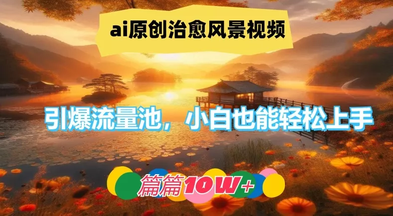 ai原创治愈风景视频，引爆流量池，小白也能轻松上手，篇篇10w+【揭秘】创业-网创-互联网创业-福缘论坛-冒泡网赚-中赚网-短视频等网络赚钱课程-免费分享网络创业项目-聚合知识付费VIP创业课程网创项目孵化中心