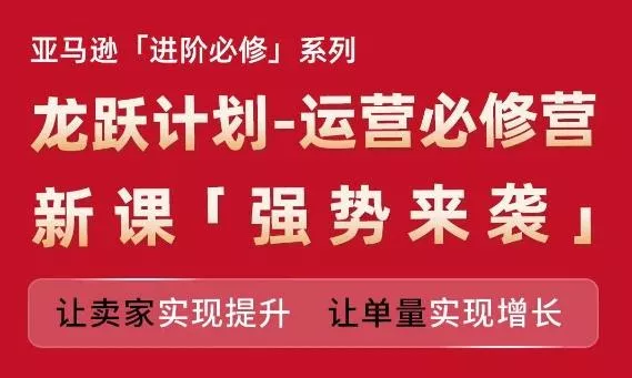 亚马逊进阶必修系列，龙跃计划-运营必修营新课，让卖家实现提升 让单量实现增长创业-网创-互联网创业-福缘论坛-冒泡网赚-中赚网-短视频等网络赚钱课程-免费分享网络创业项目-聚合知识付费VIP创业课程网创项目孵化中心