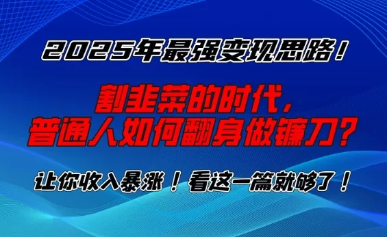 2025年最强变现思路,割韭菜的时代, 普通人如何翻身做镰刀?【揭秘】-网创项目孵化中心 2025年最强变现思路,割韭菜的时代, 普通人如何翻身做镰刀?【揭秘】-网创项目孵化中心
