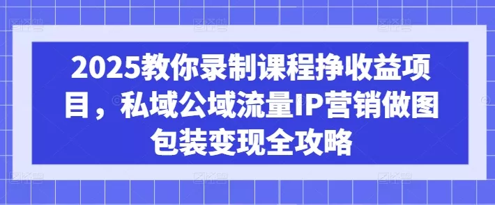2025教你录制课程挣收益项目，私域公域流量IP营销做图包装变现全攻略创业-网创-互联网创业-福缘论坛-冒泡网赚-中赚网-短视频等网络赚钱课程-免费分享网络创业项目-聚合知识付费VIP创业课程网创项目孵化中心