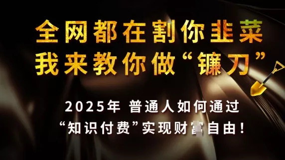 全网都在割你韭菜，我来教你做镰刀，2025普通人如何通过知识付费，实现财F自由【揭秘】创业-网创-互联网创业-福缘论坛-冒泡网赚-中赚网-短视频等网络赚钱课程-免费分享网络创业项目-聚合知识付费VIP创业课程网创项目孵化中心