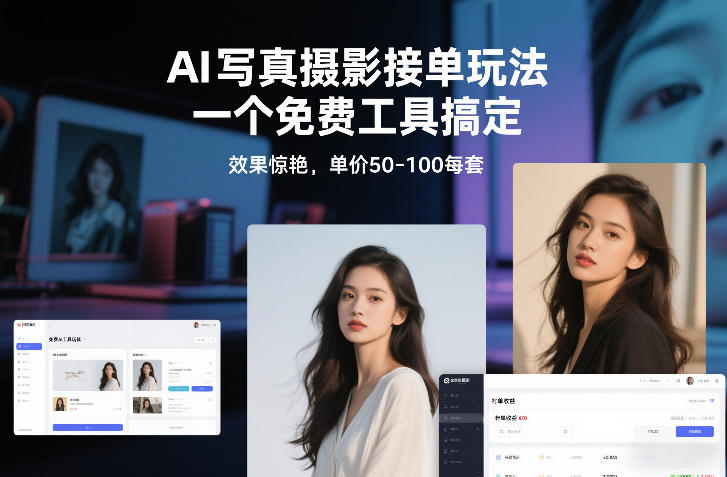 AI写真摄影接单玩法，一个免费工具搞定，效果惊艳，单价50-100每套冒泡网-中创网-项目资源网-资源之家-项目资源网-资源之家-副业项目-手机搬砖-中创网-无货源电商-创业项目-抖音工具箱-搬砖项目-网络赚钱网创矩阵局-网赚冒泡网-福缘网-中创网-知识街网站