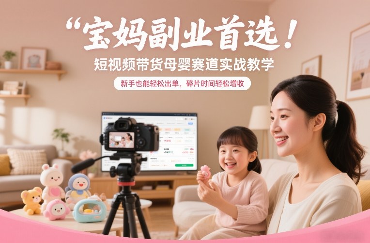 宝妈副业首选！短视频带货母婴赛道实战教学，新手也能轻松出单，碎片时间轻松增收冒泡网-中创网-项目资源网-资源之家-项目资源网-资源之家-副业项目-手机搬砖-中创网-无货源电商-创业项目-抖音工具箱-搬砖项目-网络赚钱网创矩阵局-网赚冒泡网-福缘网-中创网-知识街网站