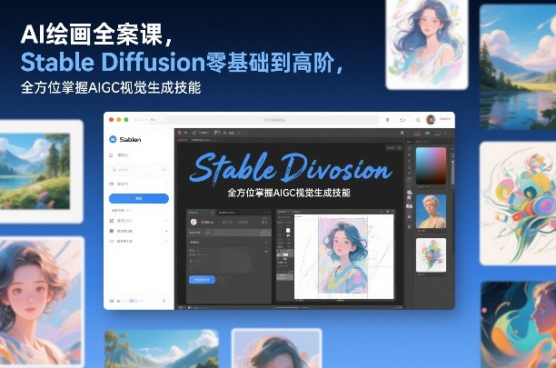 AI绘画全案课，Stable Diffusion零基础到高阶，全方位掌握AIGC视觉生成技能冒泡网-中创网-项目资源网-资源之家-项目资源网-资源之家-副业项目-手机搬砖-中创网-无货源电商-创业项目-抖音工具箱-搬砖项目-网络赚钱网创矩阵局-网赚冒泡网-福缘网-中创网-知识街网站