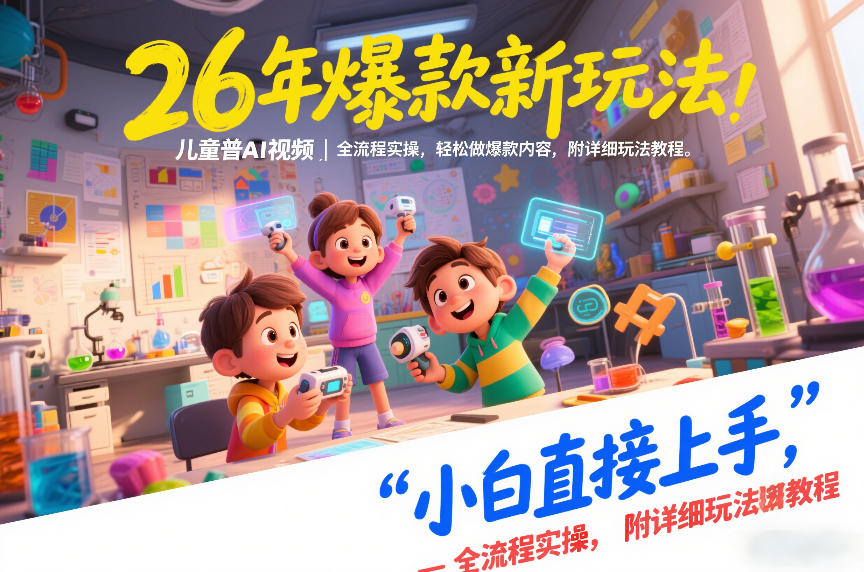 26年爆款新玩法，儿童科普AI视频，全流程实操，轻松做爆款内容，小白直接上手，附详细玩法教程冒泡网-中创网-项目资源网-资源之家-项目资源网-资源之家-副业项目-手机搬砖-中创网-无货源电商-创业项目-抖音工具箱-搬砖项目-网络赚钱网创矩阵局-网赚冒泡网-福缘网-中创网-知识街网站