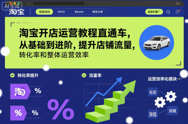 淘宝开店运营教程直通车，从基础到进阶，提升店铺流量，转化率和整体运营效率（更新26年1月）冒泡网-中创网-项目资源网-资源之家-项目资源网-资源之家-副业项目-手机搬砖-中创网-无货源电商-创业项目-抖音工具箱-搬砖项目-网络赚钱网创矩阵局-网赚冒泡网-福缘网-中创网-知识街网站